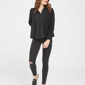 Spanx Distressed Ankle Skinny Jeans Vintage Black